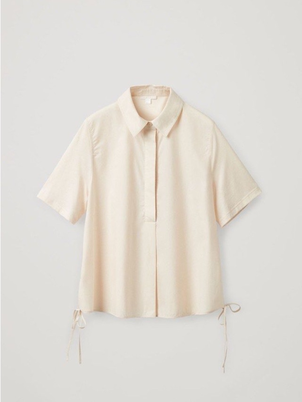 COS short sleeve Jersey & Poplin Blouse in oatmeal